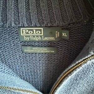 Men’s Blue XL Quarter Zip Polo Ralph Lauren Sweater